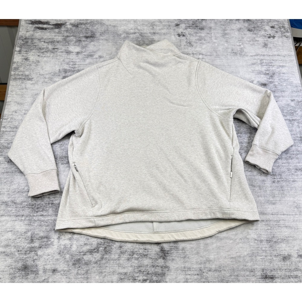 Athleta Coaster Luxe Sweatshirt Oatmeal Heather Mock Neck Pullover 2X